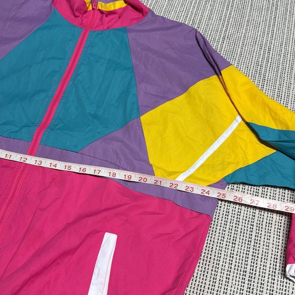 Vintage funny guy creations Colorful color block Windbreaker nylon jacket small - Picture 5 of 6